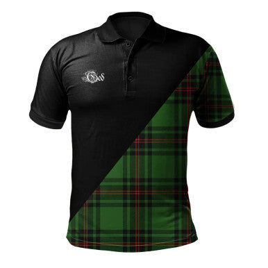 Scottish MacInnes Modern Clan Crest Tartan Polo Shirt - Military Logo Front Side Tartan Plaid