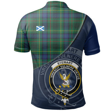 Scottish Stewart Hunting Modern Clan Crest Tartan Polo Shirt - Bend Style Back Side Tartan Plaid