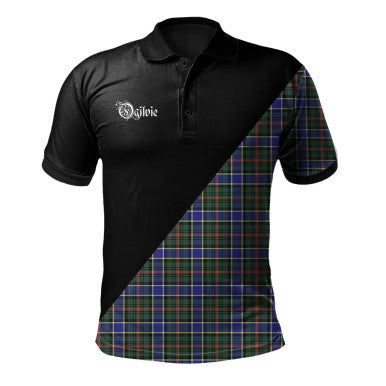 Scottish MacIver Modern Clan Crest Tartan Polo Shirt - Military Logo Front Side Tartan Plaid