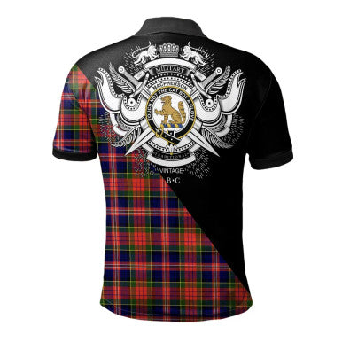 Scottish MacGillivray Modern Clan Crest Tartan Polo Shirt - Military Logo Back Side Tartan Plaid