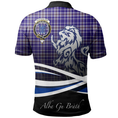 Scottish Ochterlony Clan Crest Tartan Polo Shirt - Scotland Lion Back Side Tartan Plaid