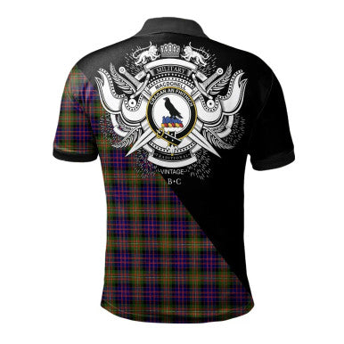 Scottish MacIntyre Hunting Modern Clan Crest Tartan Polo Shirt - Military Logo Back Side Tartan Plaid