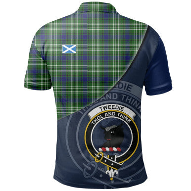 Scottish Tweedside District Clan Crest Tartan Polo Shirt - Bend Style Back Side Tartan Plaid