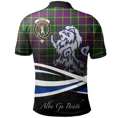 Scottish Tailyour Clan Crest Tartan Polo Shirt - Scotland Lion Back Side Tartan Plaid