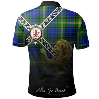 Scottish Maitland Clan Crest Tartan Polo Shirt - Celtic with Scotland Lion Back Side Tartan Plaid