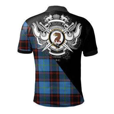 Scottish MacKinnon Modern Clan Crest Tartan Polo Shirt - Military Logo Back Side Tartan Plaid