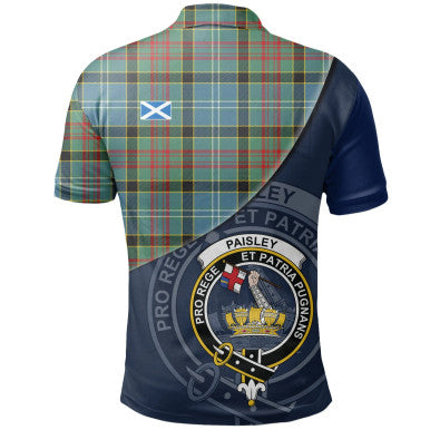 Scottish Paisley District Clan Crest Tartan Polo Shirt - Bend Style Back Side Tartan Plaid