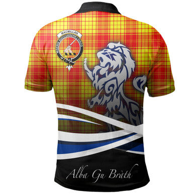 Scottish MacMillan Clan Crest Tartan Polo Shirt - Scotland Lion Back Side Tartan Plaid