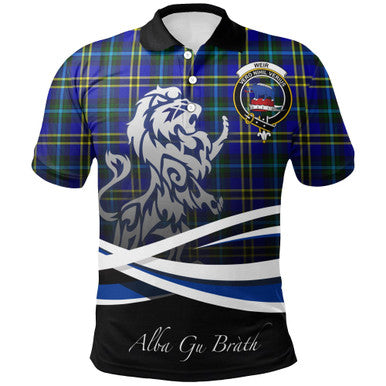 Scottish Weir Modern Clan Crest Tartan Polo Shirt - Scotland Lion Front Side Tartan Plaid