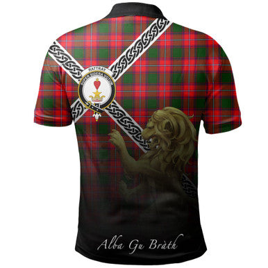 Scottish Rattray Modern Clan Crest Tartan Polo Shirt - Celtic with Scotland Lion Back Side Tartan Plaid