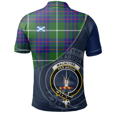 Scottish MacIntyre Hunting Modern Clan Crest Tartan Polo Shirt - Bend Style Back Side Tartan Plaid