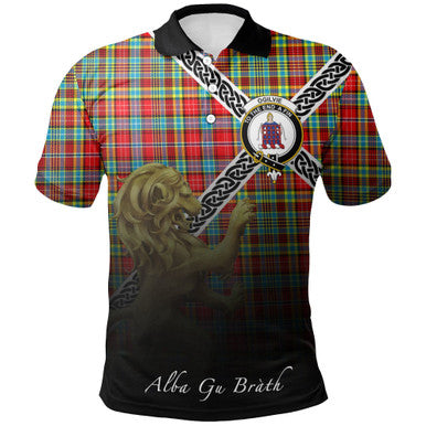 Scottish Ogilvie Clan Crest Tartan Polo Shirt - Celtic with Scotland Lion Front Side Tartan Plaid