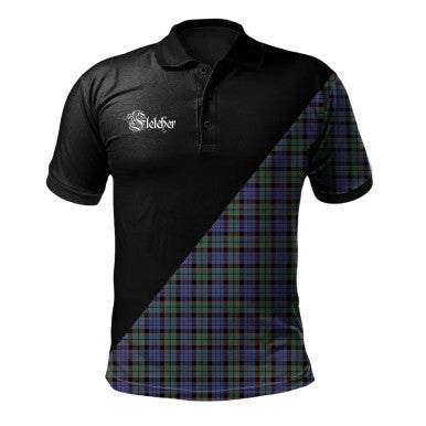 Scottish MacLaine of Loch Buie Clan Crest Tartan Polo Shirt - Military Logo Front Side Tartan Plaid