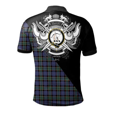 Scottish MacLaine of Loch Buie Clan Crest Tartan Polo Shirt - Military Logo Back Side Tartan Plaid