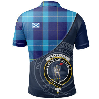 Scottish McKerrell Clan Crest Tartan Polo Shirt - Bend Style Back Side Tartan Plaid
