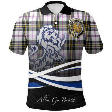Scottish MacPherson Dress Modern Clan Crest Tartan Polo Shirt - Scotland Lion Front Side Tartan Plaid