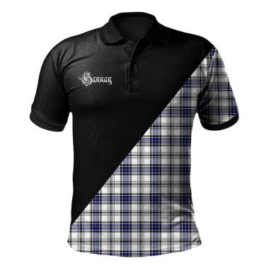 Scottish MacLean of Duart Modern Clan Crest Tartan Polo Shirt - Military Logo Front Side Tartan Plaid