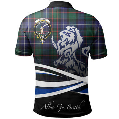 Scottish MacRae Hunting Modern Clan Crest Tartan Polo Shirt - Scotland Lion Back Side Tartan Plaid