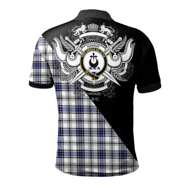 Scottish MacLean of Duart Modern Clan Crest Tartan Polo Shirt - Military Logo Back Side Tartan Plaid
