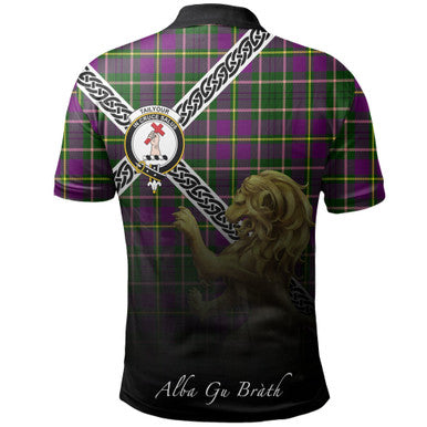 Scottish Tailyour Clan Crest Tartan Polo Shirt - Celtic with Scotland Lion Back Side Tartan Plaid