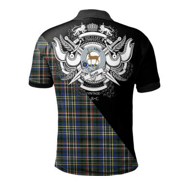 Scottish MacLennan Clan Crest Tartan Polo Shirt - Military Logo Back Side Tartan Plaid