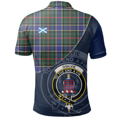 Scottish Ogilvie Hunting Modern Clan Crest Tartan Polo Shirt - Bend Style Back Side Tartan Plaid