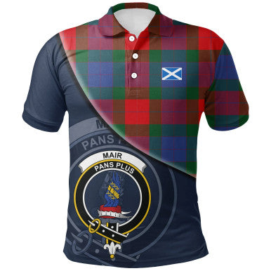 Scottish Mar Clan Crest Tartan Polo Shirt - Bend Style Front Side Tartan Plaid