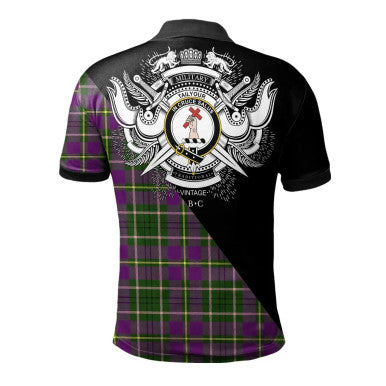 Scottish MacLaren Modern Clan Crest Tartan Polo Shirt - Military Logo Back Side Tartan Plaid