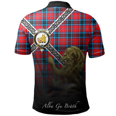 Scottish MacTavish Modern Clan Crest Tartan Polo Shirt - Celtic with Scotland Lion Back Side Tartan Plaid