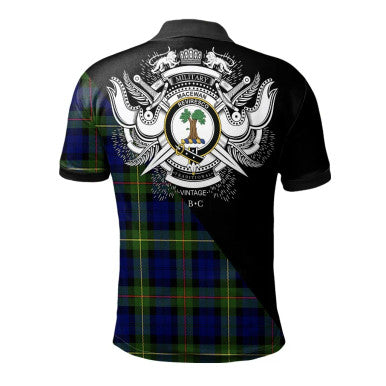 Scottish MacNab Modern Clan Crest Tartan Polo Shirt - Military Logo Back Side Tartan Plaid