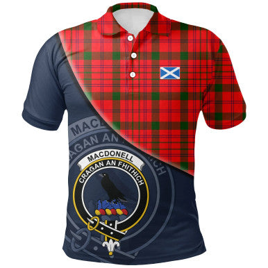 Scottish MacDonnell of Keppoch Modern Clan Crest Tartan Polo Shirt - Bend Style Front Side Tartan Plaid