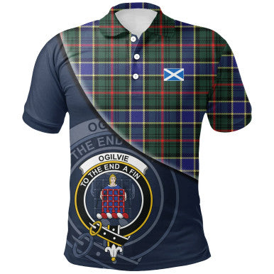 Scottish Ogilvie Hunting Modern Clan Crest Tartan Polo Shirt - Bend Style Front Side Tartan Plaid