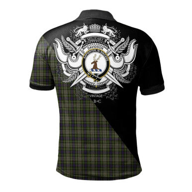 Scottish MacMillan Hunting Modern Clan Crest Tartan Polo Shirt - Military Logo Back Side Tartan Plaid