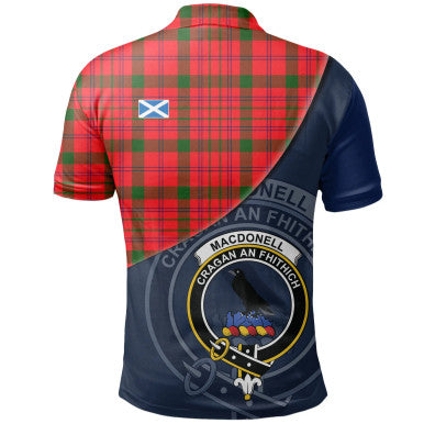 Scottish MacDonnell of Keppoch Modern Clan Crest Tartan Polo Shirt - Bend Style Back Side Tartan Plaid