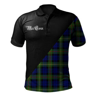 Scottish MacNab Modern Clan Crest Tartan Polo Shirt - Military Logo Front Side Tartan Plaid