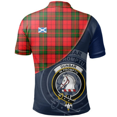 Scottish Dunbar Modern Clan Crest Tartan Polo Shirt - Bend Style Back Side Tartan Plaid