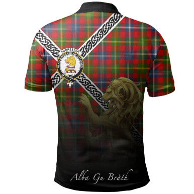 Scottish Forrester Clan Crest Tartan Polo Shirt - Celtic with Scotland Lion Back Side Tartan Plaid