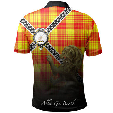 Scottish MacMillan Clan Crest Tartan Polo Shirt - Celtic with Scotland Lion Back Side Tartan Plaid