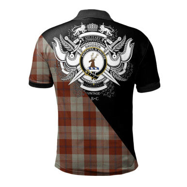 Scottish MacRae Modern Clan Crest Tartan Polo Shirt - Military Logo Back Side Tartan Plaid