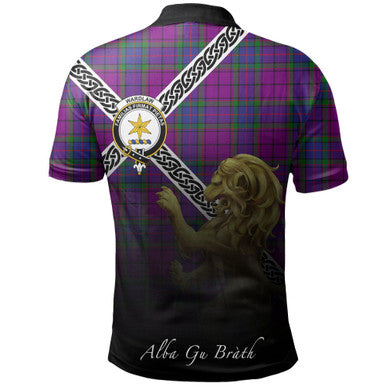 Scottish Wardlaw Modern Clan Crest Tartan Polo Shirt - Celtic with Scotland Lion Back Side Tartan Plaid