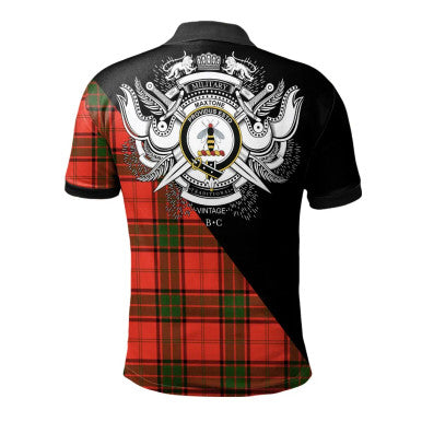 Scottish MacPherson Dress Modern Clan Crest Tartan Polo Shirt - Military Logo Back Side Tartan Plaid