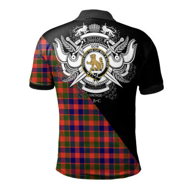 Scottish MacQueen Modern Clan Crest Tartan Polo Shirt - Military Logo Back Side Tartan Plaid