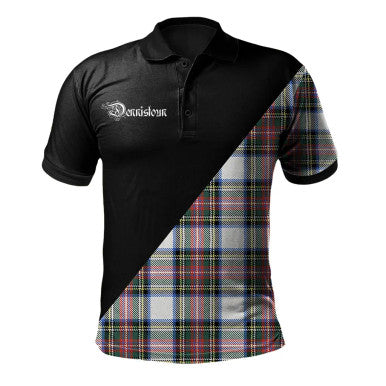 Scottish Mar Clan Crest Tartan Polo Shirt - Military Logo Front Side Tartan Plaid