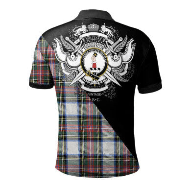 Scottish Mar Clan Crest Tartan Polo Shirt - Military Logo Back Side Tartan Plaid