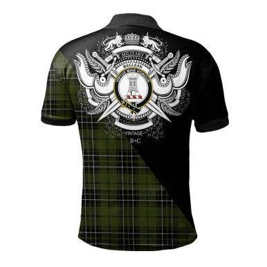 Scottish MacThomas Modern Clan Crest Tartan Polo Shirt - Military Logo Back Side Tartan Plaid