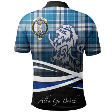 Scottish Roberton Clan Crest Tartan Polo Shirt - Scotland Lion Back Side Tartan Plaid
