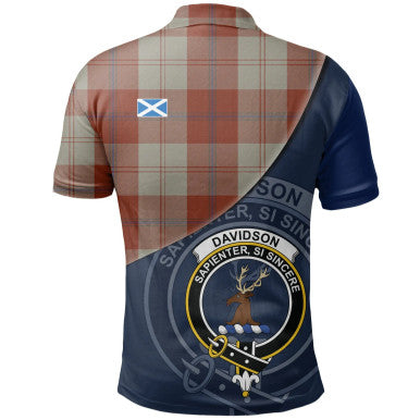 Scottish Davidson Dress Dancers Clan Crest Tartan Polo Shirt - Bend Style Back Side Tartan Plaid