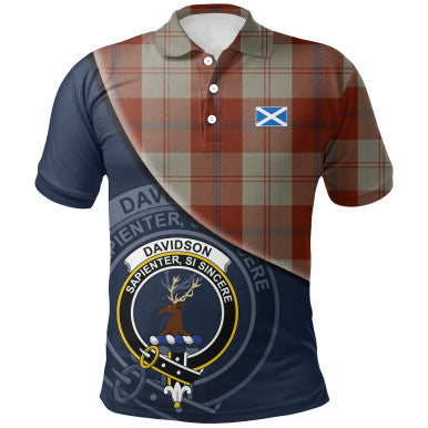Scottish Davidson Dress Dancers Clan Crest Tartan Polo Shirt - Bend Style Front Side Tartan Plaid