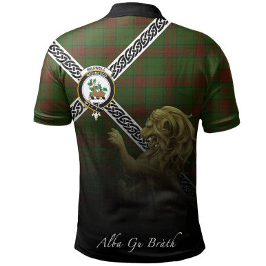 Scottish Maxwell Hunting Clan Crest Tartan Polo Shirt - Celtic with Scotland Lion Back Side Tartan Plaid
