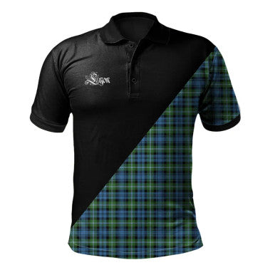 Scottish Melville Clan Crest Tartan Polo Shirt - Military Logo Front Side Tartan Plaid